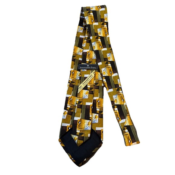 Ermenegildo Zenga Men’s Multicolor  Geometric Flower 100% Silk 4” Italian Vtg - Picture 4 of 7